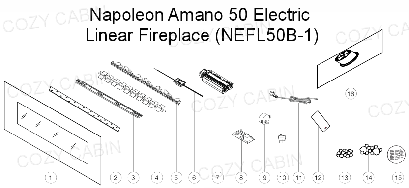 Amano 50 Electric Linear Fireplace (NEFL50B-1) #NEFL50B-1